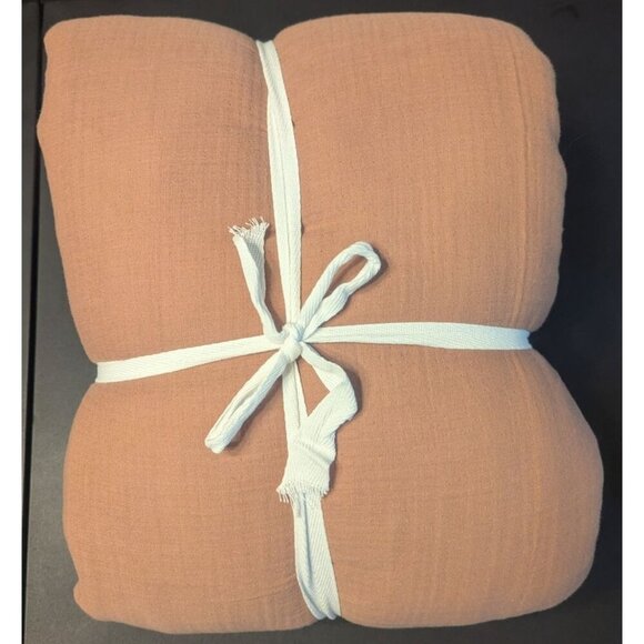 Quince 100% Organic Cotton Airy Gauze Duvet Cover 3PC Set  Clay King/Cal -NEW- - Picture 1 of 8